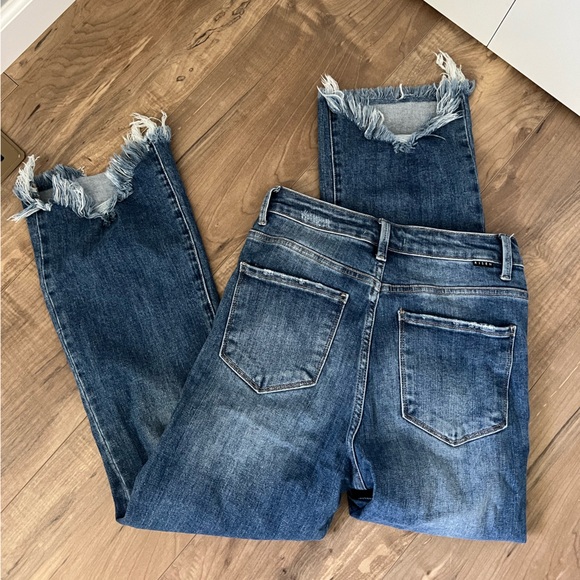 Risen High Rise Fray Hem Ankle Jeans - Picture 6 of 6